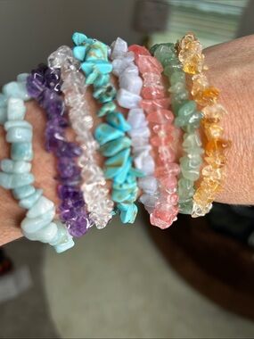 Stack of Multicolor Precious Stone Bracelets